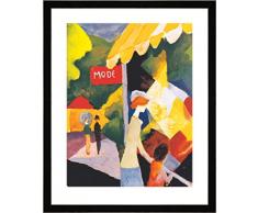 Quadro con cornice: August Macke "La vetrina della modista" - stampa artistica decorativa, cornice di alta qualità, 40x50 cm, nero / angolo grigio