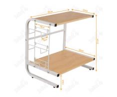 SoBuy®Forno a microonde Mensole, Carrello da cucina,Mensola angolare, in metallo e legno,beige,FRG092-N,IT