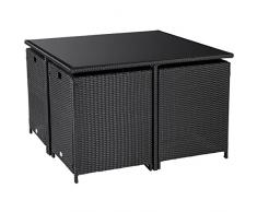 Ultranatura 200100001051 Set Lounge in Polyrattan, della Serie Palma, da 5 Pezzi, / Tavolo/4 Poltroncine, Incluse Cuscini