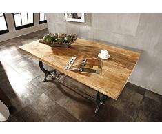 Mobili in legno massello stile Industriale Tavolo da pranzo 180x90 Legno antico Ferro laccato in legno massello industriale #27