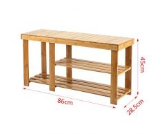 HOMFA Scaffale Scarpiera Sgabello Portascarpe in Legno Bambù, Banca Panchina da Ingresso 90 × 28 × 45cm, Carico Fino a 100kg