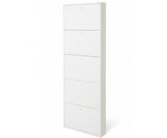 SCARPIERA SCARPIERE LEGNO SLIM 5 ANTE RIBALTE IN KIT BIANCO PORTA SCARPE