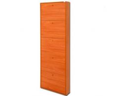 SCARPIERA SCARPIERE LEGNO SLIM 5 ANTE RIBALTE IN KIT CILIEGIO PORTA SCARPE
