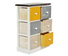 ts-ideen Mobiletto Cassettiera Multicolore stile Shabby 6 Cassetti per Bagno Cucina Ingresso o Camera da Letto