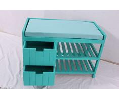 Corridoio Panca Scarpiera Kind Bank 2 cassetti 2 ripiani/Blu Turchese