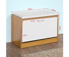 SoBuy® Scarpiera da ingresso, Cassapanca,Portascarpe con cuscino,FSR16-BR,IT