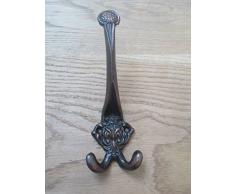 IRONMONGERY world®, design vintage, 3 ganci decorativi, in stile vittoriano, Gancio per cappelli e cappotti, BURNISHED COPPER