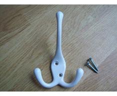 Ironmongery World - Gancio Per Cappelli E Cappotti, Metallo, Colore Bianco