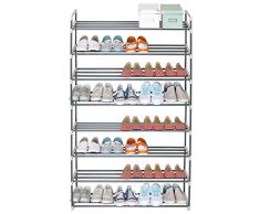 Woltu SR0019 Scarpiera Semplice Porta Scaffale 8 Ripiani Tubo in Acciaio Resistente per 40 Paia di Scarpe Grigio 92x30x154cm