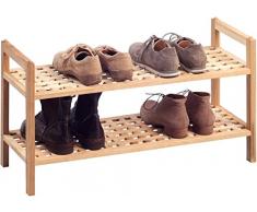 HomeTrends4You 843027 Panca con vano scarpiera, 69 x 40 x 26 cm, noce massiccio oliato