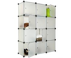 TecTake Scaffale armadietto modulare mobile scaffalatura mensola per scarpe bagno sistema di plug-in cuba bianco