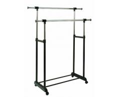 HAKU Möbel 44533 - Stand appendiabiti cromato con ruote, 95/146 x 44 x 95/170 cm, colore: Nero