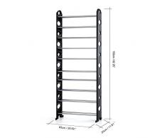 IKAYAA Portatile Scarpiera Organizzatore Scarpe con 10 Tier in Piedi Deposito Mensola Mobile Gratuito Combinition