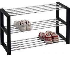 HomeTrends4You 841429 Panca con vano scarpiera, 80 x 50 x 30 cm, nera cromata