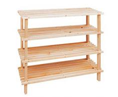Scaffale a piani in legno naturale e scuro shoe Shelf organizer Entryway scarpiera, home mensola armadio per scarpe., Natural, 4-Tier shoe rack (58 x 26 x 67cm)