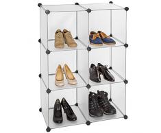 TecTake Scaffale armadietto modulare mobile scaffalatura mensola per scarpe bagno bianco