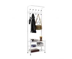 Homfa Attaccapanni Appendiabiti Stand Mobile Scaffale Con Ganci 3 Piani Da Casa Bagno In Ferro Bianco