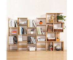 Blueidea® Scaffale Libreria Quattro-Strati Mensola Giallo Scarpe di Legno Mensola Scaffale Log Stile Combinazione DIY per Bambini Studenti, Modo Decorazione per Casa