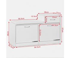 Sobuy scarpiera da ingresso, panchina con cuscino e cassetto,bianco, FSR17-W,IT
