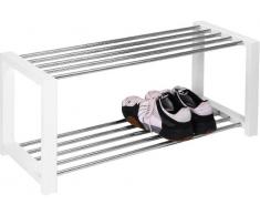 HomeTrends4You 838326 Panca con vano scarpiera, 80 x 32 x 30 cm, bianca cromata