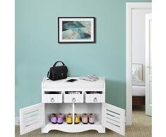 Songmics Scarpiera Portascarpe con Cuscino Sgabello Panca con Cassettini Armadietto da Ingresso RDN05W