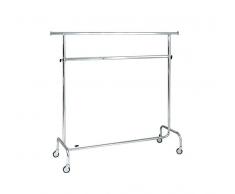 Stender doppia appenderia appendiabiti attaccapanni carrello porta abiti x negozi guardaroba cabina armadio casa camera da letto cambio stagione alta portata ruote robuste in ferro cromato (ALTEZZA REGOLABILE)