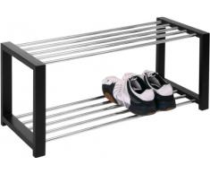 HomeTrends4You 838729 Panca con vano scarpiera, 80 x 32 x 30 cm, nera cromata