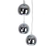 Plafoniera moderna, con 3 lampade a sospensione/3 luci spot - con finitura cromata