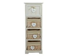 Vintage Shabby Chic in legno armadio - 84 cm - Home - tre cestini e un cassetto tavolino armadietto da corridoio armadio comodino notte armadio notte comò Cassettiera rubrica