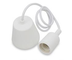 Portalampada E27 Lampadari Sospensione Lampade a Sospensione Lampada Silicone Bianco Moderno Lunghezza Totale 104CM di Enuotek
