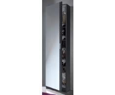 Links - Zola 7 Scarpiera a 1 porta + specchio, Melamina, Grigio Cenere, 50 x 180 x 20 cm