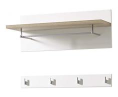 Germania 4103-84-Pannello appendiabiti da parete, legno, bianco/Sanremo-Riproduzione in legno di quercia