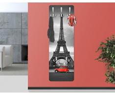 WTD - Appendiabiti a muro design, in legno, motivo Tour Eiffel