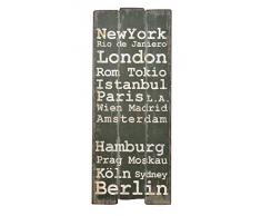 Appendiabiti da parete "New York" in stile epoca effetto shabby. 100 x 40 cm.
