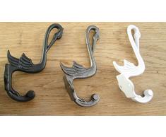 IRONMONGERY WORLD-MANIGLIA IN STILE ANTICO ® VINTAGE IN GHISA & ARTS CRAFTS-GANCIO PER CAPPELLI E CAPPOTTI CON GANCI, MOTIVO: PELLICANO %2FBIRD, BLACK ANTIQUE