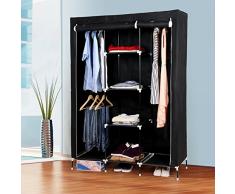 Songmics Nero Pieghevole e leggero Armadio Cabina Guardaroba Appendiabiti In Non-tessuto 133 x 46 x 178 cm RYG34H