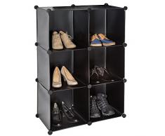TecTake Scaffale armadietto modulare mobile scaffalatura mensola per scarpe bagno nero