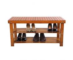 Songmics Scarpiera Porta scarpe Scaffale Sgabello di Legno Bambù per Spogliatoio Casa 90 x 45 x 32 cm LBS90Z