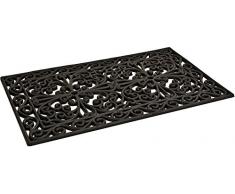 Zerbino rettangolare in gomma naturale decorata a ricamo colore nero 45x75