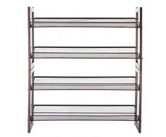 LANGRIA Scarpiera Scaffale di Scarpa 4 Livello Inclinato ad Salvaspazio Ripostiglio Angolo Organizzatore per Ingresso Ripostiglio in Camera da Letto, Metallica Bronzo