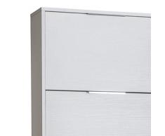 Scarpiera slim cinque ribalte ripiani bianco cm 198x25x65