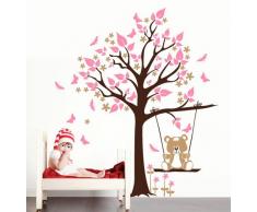 Adesivo murale Wall Sticker per bambini "Orsetto sull'altalena" - Misure 111x150 cm - Decorazione parete, adesivi per muro
