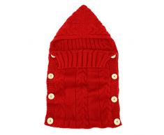 Colorful neonato, coperta, Oenbopo Baby per bambini maglia di lana Coperta Swaddle sacco a pelo sacco nanna passeggino, per neonati da 0 - 12 mesi Red