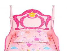 Letto singolo spettacolare da principessa, 4 pannelli decorati