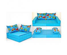Divano per bambini letto per bambini mobile Collage 3in1 (blu macchina B11)