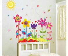 Malloom® Adesivo da Parete Fiore Farfalla Vinile Smontabile Arte della Decalcomania della Decorazione della Casa Murale per Stanza Bambino Carta da Parati