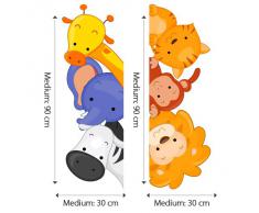 R00204 Adesivo murale per bambini Wall Art - Animaletti affacciati multicolore - Misure 30x120 cm - Decorazione parete, adesivi per muro, carta da parati