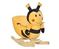 Homcom - Cavallo a Dondolo in Legno Ape per i Bambini 60 x 33 x 45cm Giallo e Nero