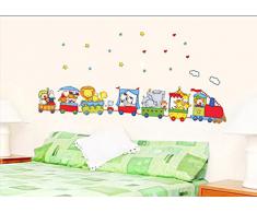 ufengke® Cartone Animato Animale Treno Adesivi Murali, Camera Dei Bambini Vivai Adesivi da Parete Removibili/Stickers Murali/Decorazione Murale