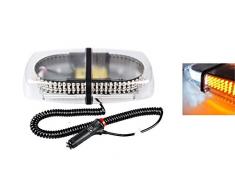 shizak 240 LED strobo spia di emergenza lampeggiante lampade/illuminazione di pericolo bar/Faro/con base magnetica per auto rimorchio Caravan, camper, SUV Barca Marine tetto sicurezza (Amber- Bianco) DC12 V